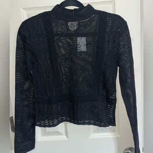 *NWT* Zara Lace Mock Neck Long-Sleeve